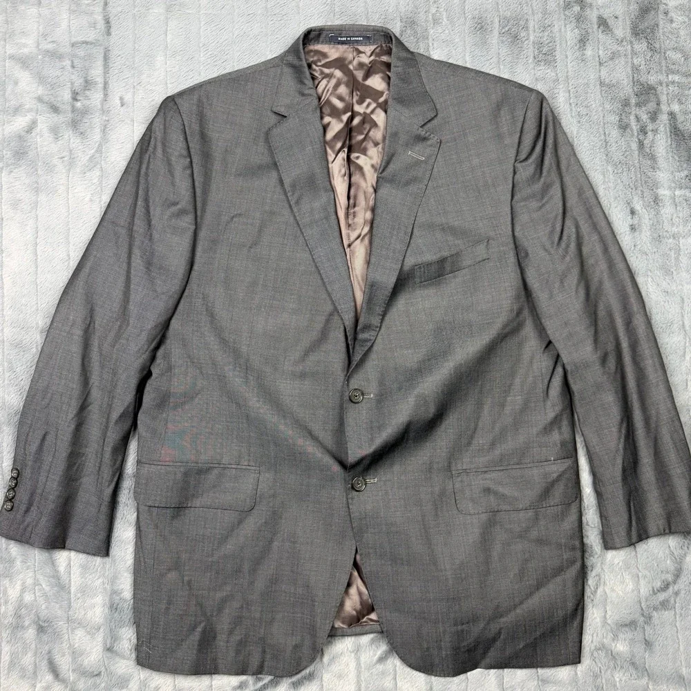 Cremieux Loro Piana Super 130s Wool Suit Mens 46R 40W Grey Pleated Made Canada